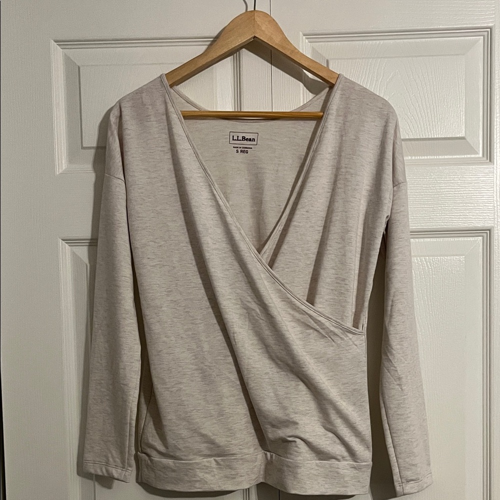 L.L. Bean Women's Beige Wrap Blouse